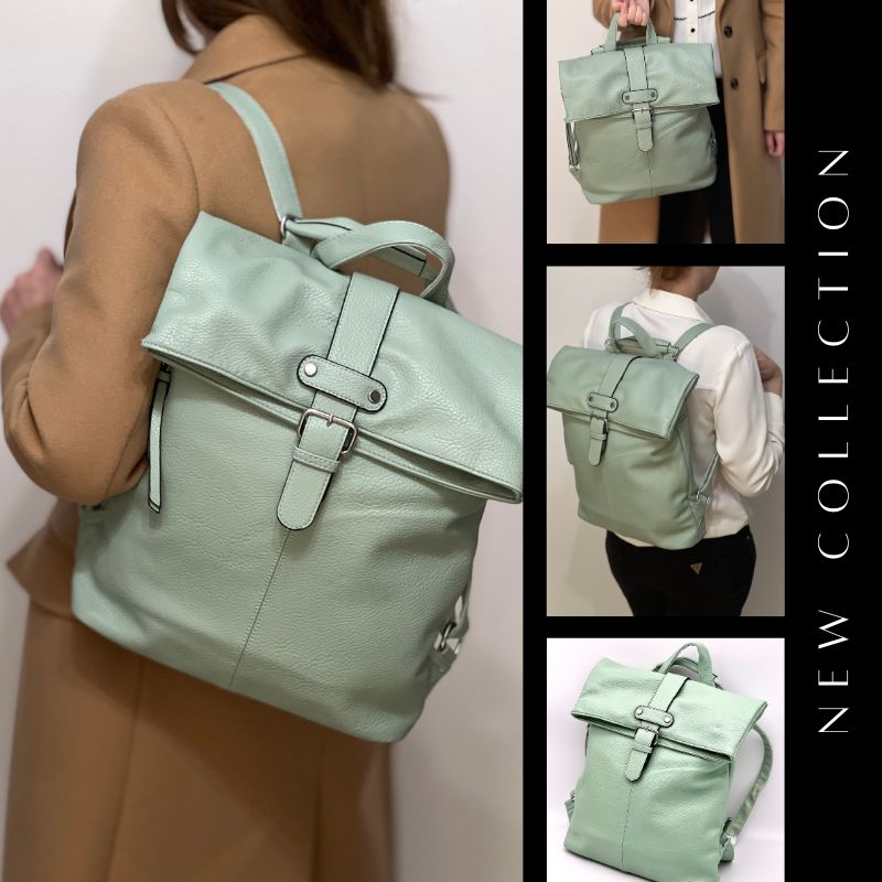 rucsac elegant de dama verde din piele ecologica